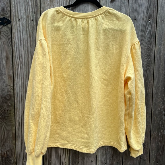 AERIE Easy Street Yellow Cotton Relaxed Fit V Neck Sweatshirt Women’s Small - Picture 11 of 13